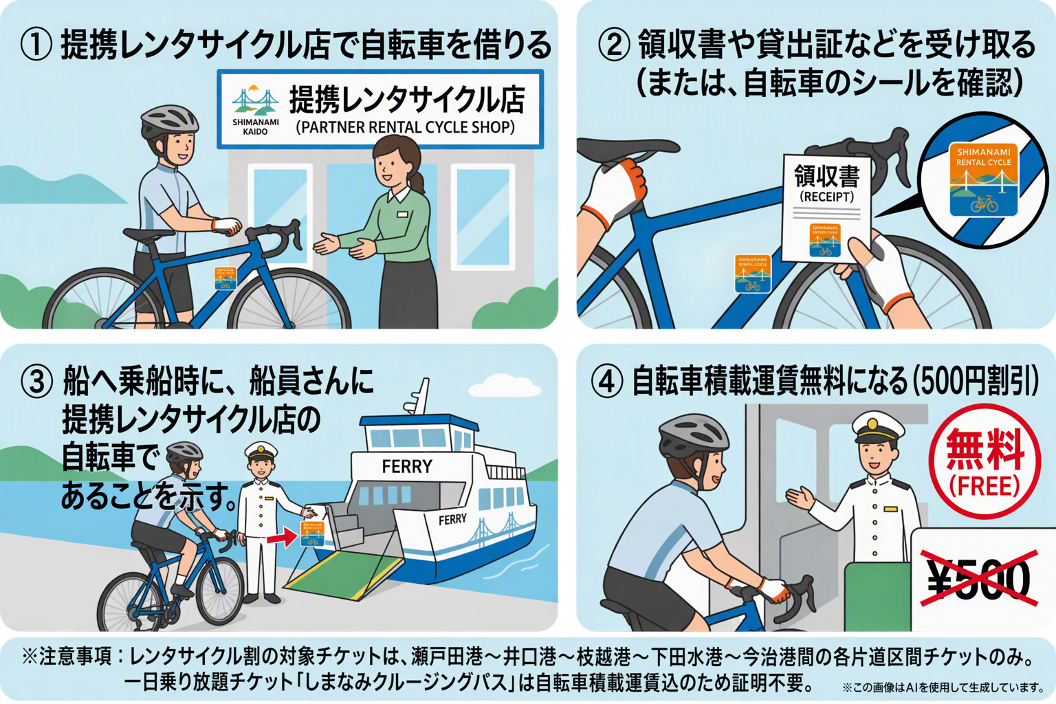 レンタサイクル割の使い方